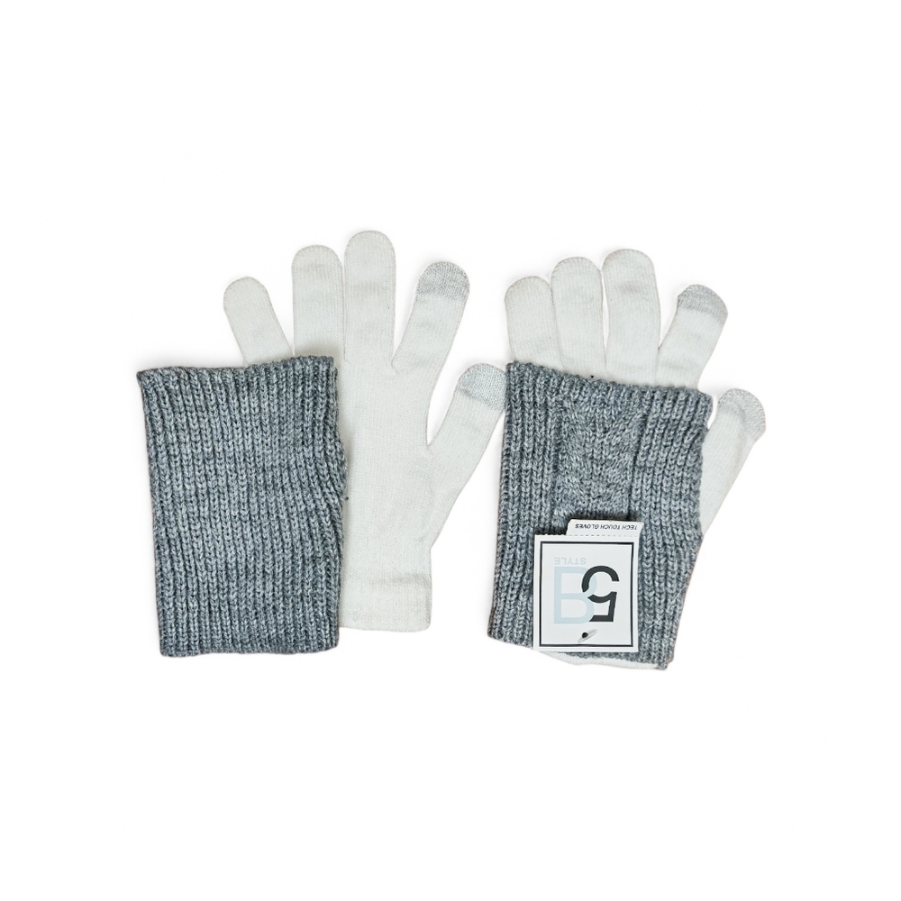 NWT Gray Knit Fingerless Gloves w/ Touchscreen Liner One Size